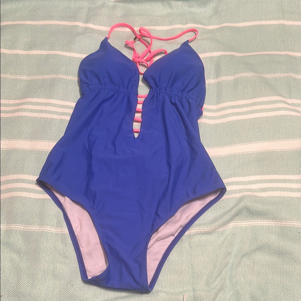 Adore Me Blue and Pink One Piece Swimsuit